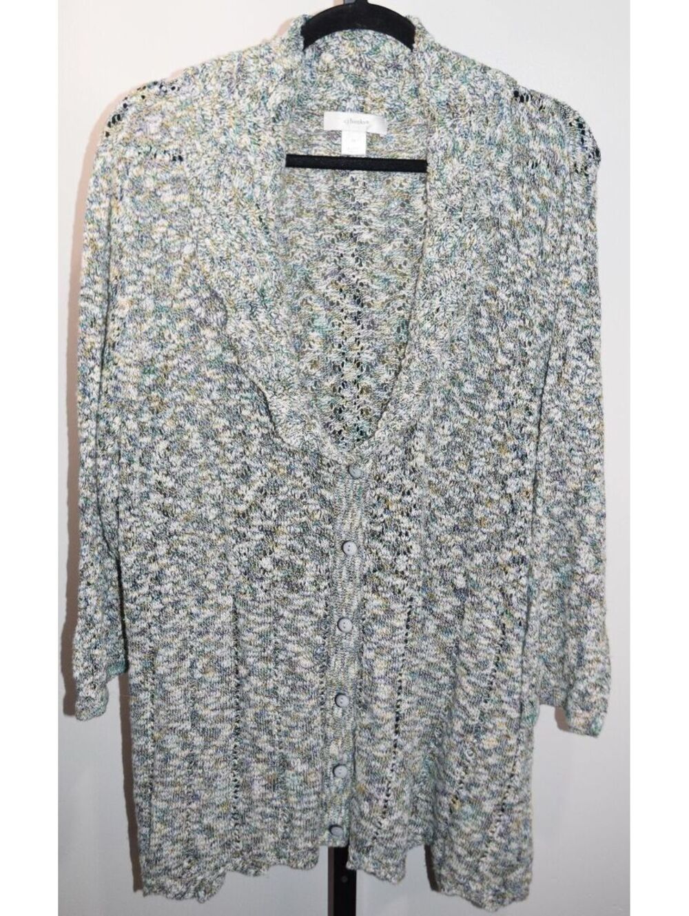 CJ Banks Marled Multicolor Button Front Cardigan Sweater Womens 2X Longline